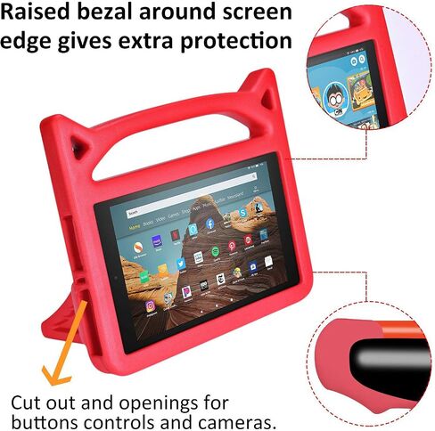 حافظة الكمبيوتر اللوحي Fire HD 10 2019 (الطراز السابق) - غطاء مقاوم للصدمات للأطفال من SHREBORN مع حامل للأطفال لجهاز Amazon Fire HD 10 Tablet (إصدار 2019/2017/2015) ليس لإصدار 2021 من الجيل الحادي عشر in Saudi Arabia