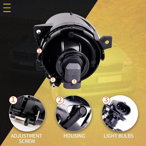 مصابيح الضباب لسيارة Volkswagen GTI/Volkswagen Jetta 2006 2007 2008 2009 2010، استبدال مصابيح الضباب الممتازة (VW GTI/Jetta)، زوج واحد (عدسة دخان) in Kuwait