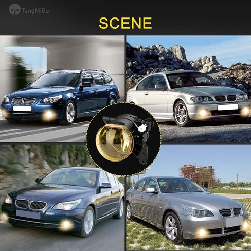 مجموعة مصابيح الضباب TangMiGe لسلسلة BMW 5 2003-2008 (E60 E61، 525i 525xi 530i 530xi 545i 550i) / 3 سلسلة (E46، 325Ci 330Ci قابلة للتحويل/كوبيه)، مع مصابيح 9006 12V 55W، زوج واحد، عدسة شفافة in Kuwait