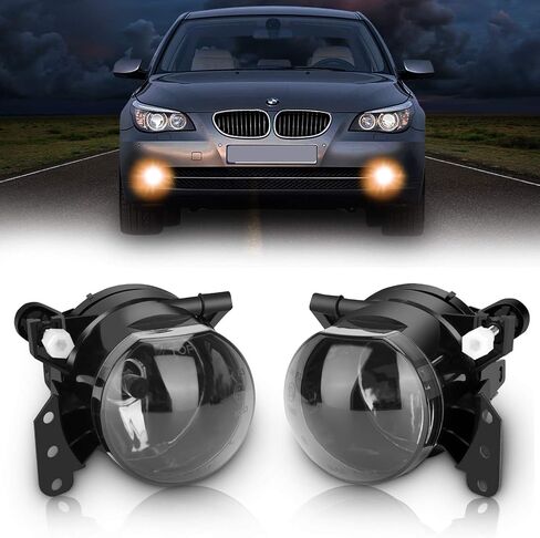 مجموعة مصابيح الضباب TangMiGe لسلسلة BMW 5 2003-2008 (E60 E61، 525i 525xi 530i 530xi 545i 550i) / 3 سلسلة (E46، 325Ci 330Ci قابلة للتحويل/كوبيه)، مع مصابيح 9006 12V 55W، زوج واحد، عدسة شفافة in Kuwait