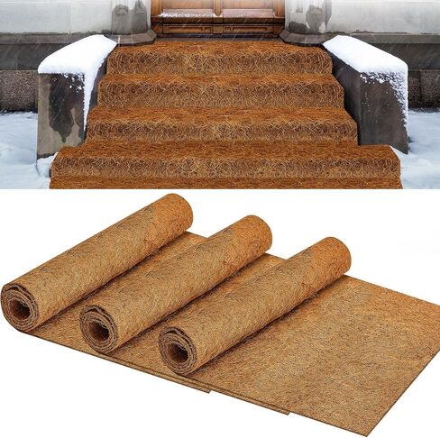 3 Pcs 30 x 79 Inch Wide No Slip Ice and Snow Carpet Mats Natural Coconut Fiber Carpet Snow Mat for Outdoor Front Door Garden Hallway Walkway Porch Stairs in Saudi Arabia