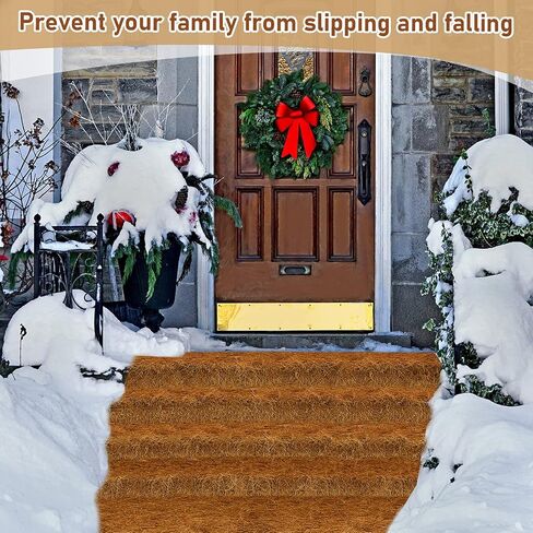 3 Pcs 30 x 79 Inch Wide No Slip Ice and Snow Carpet Mats Natural Coconut Fiber Carpet Snow Mat for Outdoor Front Door Garden Hallway Walkway Porch Stairs in Saudi Arabia