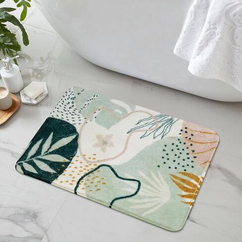 Uphome Boho مجردة سجادة الحمام عداء النباتات الملونة عدم الانزلاق المدخل عداء البساط لطيف لينة آلة قابل للغسل البساط منتصف القرن الخريف الجمالية ورقة حمام حصيرة لغرفة النوم غرفة الغسيل الشرفة، 24x71 بوصة in Kuwait