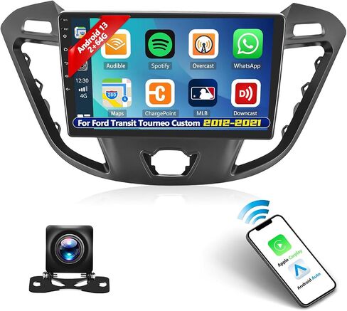 [2+64G] ستيريو سيارة Android 13 لسيارة Ford Transit Tourneo Custom 2012-2021 مع Apple Carplay&Android Auto، راديو سيارة بشاشة تعمل باللمس 9 بوصة مع وصلة مرآة GPS WiFi Bluetooth FM/RDS SWC AUX-in+كاميرا احتياطية in Saudi Arabia