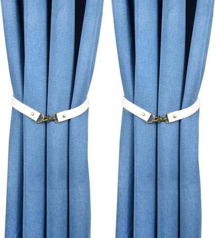 PU Leather Curtain Tiebacks for Drapes Curtain Holdbacks Curtain Ring Clips Vintage Style Curtain Tie Backs Curtain Buckle for Home Decorations (No Buckle Style - 2 pcs, Brown) in Saudi Arabia