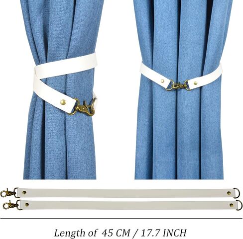 PU Leather Curtain Tiebacks for Drapes Curtain Holdbacks Curtain Ring Clips Vintage Style Curtain Tie Backs Curtain Buckle for Home Decorations (No Buckle Style - 2 pcs, Brown) in Saudi Arabia