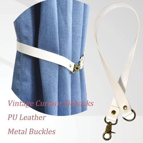 PU Leather Curtain Tiebacks for Drapes Curtain Holdbacks Curtain Ring Clips Vintage Style Curtain Tie Backs Curtain Buckle for Home Decorations (No Buckle Style - 2 pcs, Brown) in Saudi Arabia