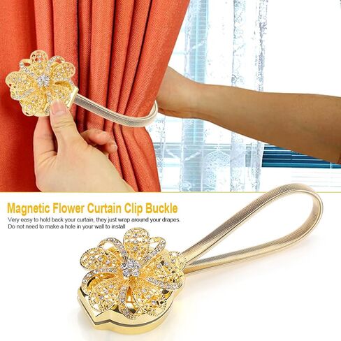 Magnetic Decorative Drapes Holdbacks Curtain Tiebacks Clips, Creative Curtain Attraction Appliance Buckle Tieback, Europe Type(Bronze) in Saudi Arabia