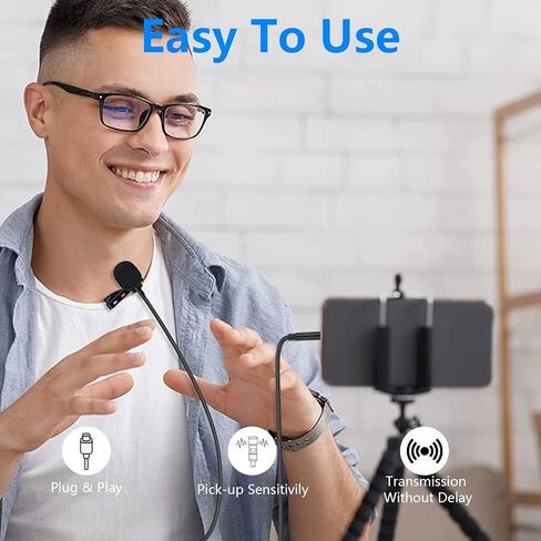 ميكروفون لافالير احترافي USB C لهاتف Android، ميكروفون مكثف لتسجيل الهاتف وتسجيل الفيديو، ميكروفون لافالير لليوتيوب ومدونات الفيديو والمقابلات والاجتماعات وللهاتف 15 in Saudi Arabia
