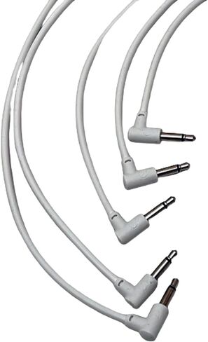 Luigis Modular M-PAR Right Angled Eurorack Patch Cables - Package of 5 White Cables, 4 (10 cm) in Saudi Arabia