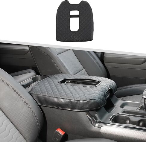 Jimen Center Console Cover Compatible with Chevy Silverado/GMC Sierra 2019-2023, PU Leather Armrest Pad for Chevy Suburban 2020-2023, for Chevy Tahoe/GMC Yukon 2021-2023 (Black) in Saudi Arabia