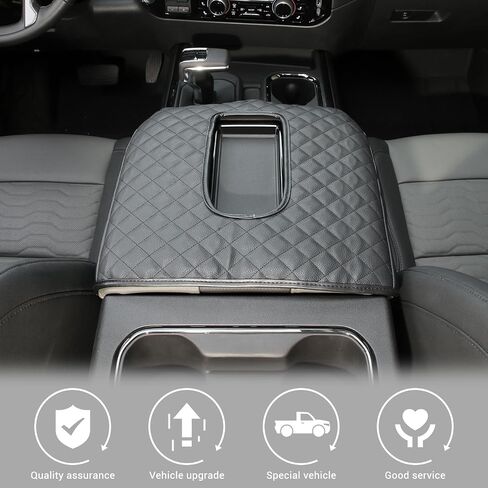 Jimen Center Console Cover Compatible with Chevy Silverado/GMC Sierra 2019-2023, PU Leather Armrest Pad for Chevy Suburban 2020-2023, for Chevy Tahoe/GMC Yukon 2021-2023 (Black) in Saudi Arabia