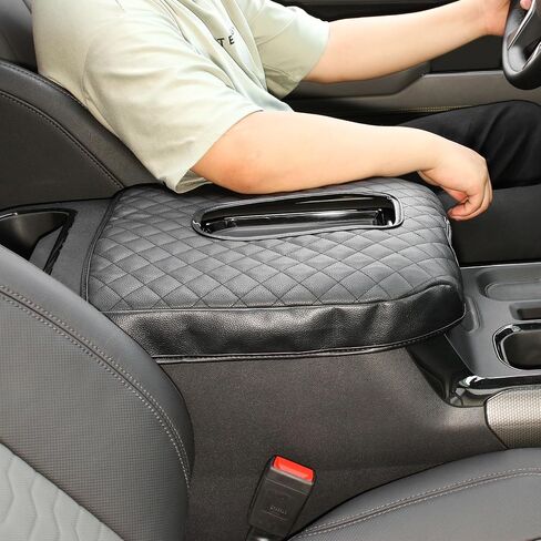 Jimen Center Console Cover Compatible with Chevy Silverado/GMC Sierra 2019-2023, PU Leather Armrest Pad for Chevy Suburban 2020-2023, for Chevy Tahoe/GMC Yukon 2021-2023 (Black) in Saudi Arabia