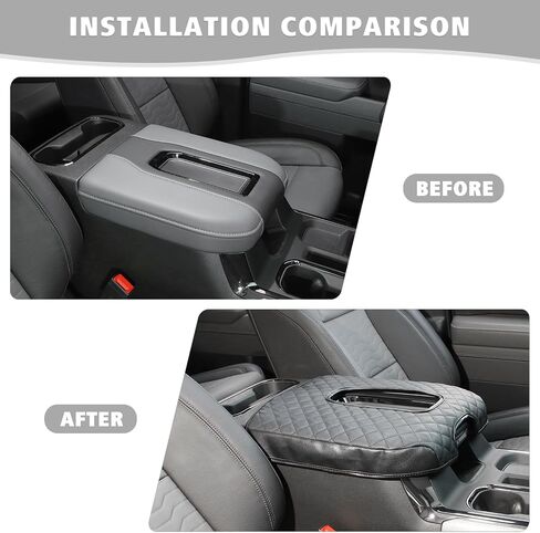 Jimen Center Console Cover Compatible with Chevy Silverado/GMC Sierra 2019-2023, PU Leather Armrest Pad for Chevy Suburban 2020-2023, for Chevy Tahoe/GMC Yukon 2021-2023 (Black) in Saudi Arabia