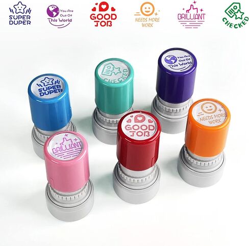 6 PCS Self-Ink Stamp Set, Multicolor Teacher Stamps, Office Stationery Stamps,Teacher Review Stamps in Kuwait