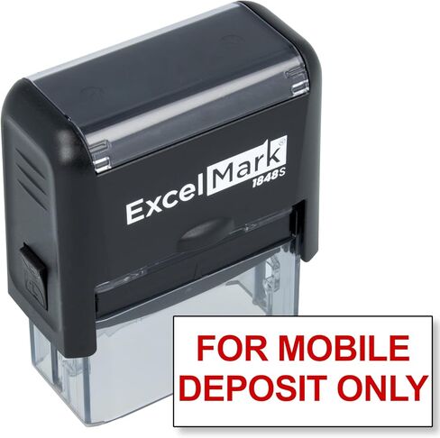 ختم مطاطي للإيداع البنكي ذاتي التحبير من ExcelMark - للإيداع عبر الهاتف المحمول فقط - أحمر in Saudi Arabia