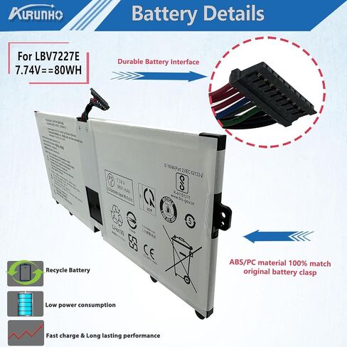 استبدال بطارية الكمبيوتر المحمول LBV7227E 80Wh لجهاز LG Gram 15Z90N 17Z90N Gram 16 2 في 1 16T90P 16Z90P 16Z90PC 16Z90PG 16ZD90P 17Z90P Series 7.74V 10336mAh in Saudi Arabia
