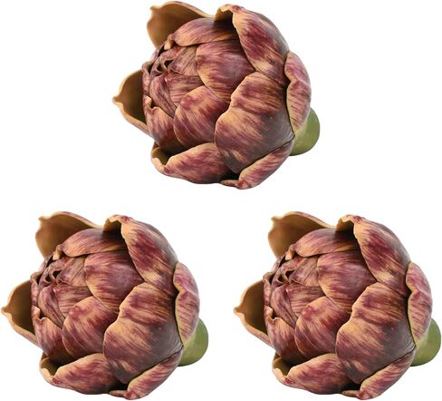 Artificial Artichokes, 3Pcs Small Purple Red Simulation Artichoke Fake Fruits for Home Kitchen Decor Wedding Table Fruit Basket Decoration in Saudi Arabia