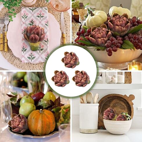 Artificial Artichokes, 3Pcs Small Purple Red Simulation Artichoke Fake Fruits for Home Kitchen Decor Wedding Table Fruit Basket Decoration in Saudi Arabia