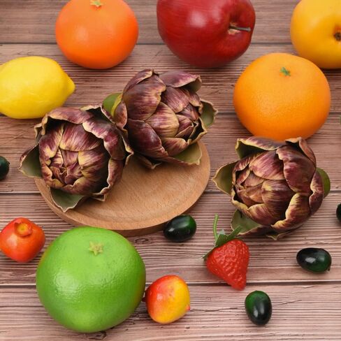 Artificial Artichokes, 3Pcs Small Purple Red Simulation Artichoke Fake Fruits for Home Kitchen Decor Wedding Table Fruit Basket Decoration in Saudi Arabia