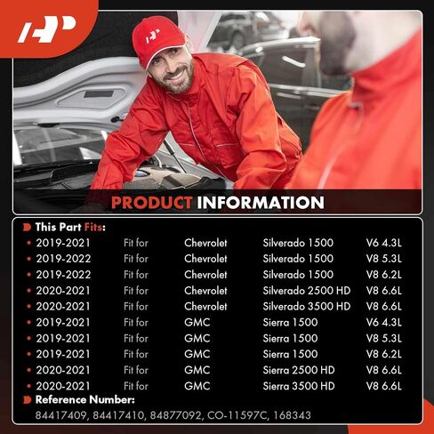 A-Premium Air Conditioner AC Compressor with Clutch Compatible with Chevrolet Silverado 1500 2019-2022, Silverado 2500/3500 HD 2020-2021 & GMC Sierra 1500 2019-2021, Sierra 2500/3500 HD 2020-2021 in Saudi Arabia