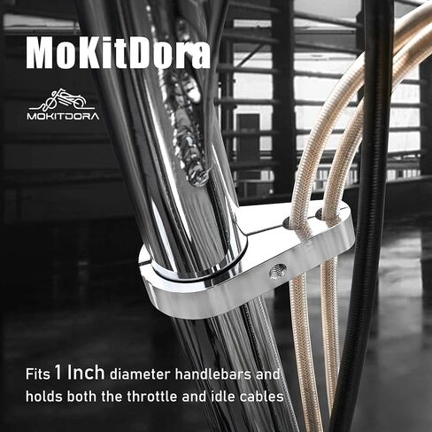 MoKitDora 1" Handlebar or Frame Dual Hole Throttle Clutch Cable Brake Line Clamp Universal for Harley, Chrome in Saudi Arabia