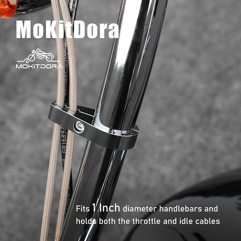 MoKitDora 1" Handlebar or Frame Dual Hole Throttle Clutch Cable Brake Line Clamp Universal for Harley, Chrome in Saudi Arabia