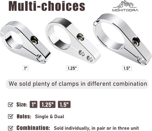MoKitDora 1" Handlebar or Frame Dual Hole Throttle Clutch Cable Brake Line Clamp Universal for Harley, Chrome in Saudi Arabia