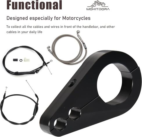 MoKitDora 1" Handlebar or Frame Dual Hole Throttle Clutch Cable Brake Line Clamp Universal for Harley, Chrome in Saudi Arabia