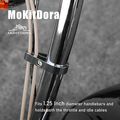 MoKitDora 1" Handlebar or Frame Dual Hole Throttle Clutch Cable Brake Line Clamp Universal for Harley, Chrome in Saudi Arabia