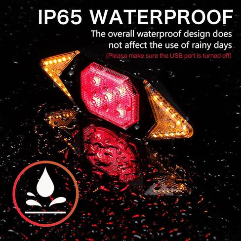 ضوء خلفي للدراجة مع إشارات الانعطاف والفرامل، 33 خرزة مصباح LED فائقة السطوع USB قابلة لإعادة الشحن وجهاز تحكم عن بعد لاسلكي خلفي للدراجة، ضوء سرج مناسب للسكوتر، حامل البضائع in Kuwait