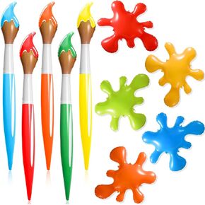 10 Pcs Colorful Art Party Decorations Set 43.3 Inch Giant Inflatable Crayons Paint Brushes Balloons 15.75 Inch Large Paint Splatter Balloons Prop Kit for Birthday Party Favor
