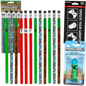 12 Count Minecraft Pencils for Classroom Set - Bundle with 12 Pencils for Kids, Boys Plus Stickers, More | Minecraft School Supplies Pack