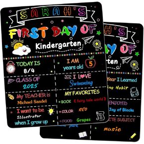 First & Last Day of School Board Sign, 12x10 Inches Double Sided Back to School Sign First and Last Day Reusable Kindergarten Preschool Chalkboard Signs for Kids Girls Boys Back to Schools Supplies