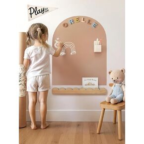 Orelle MagicWall | Magnetic Wall Decal Arch | Peel and Stick Magnetic Chalkboard for Wall | Kids Wall Decals | Playroom Essentials | Includes Chalk & Holder | Midi | 20 x 26 | Mocha