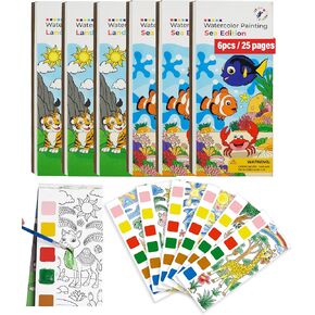 Paint with Water Books for Kids - Land & Sea Animal Editions - Prizes for 3 & Up Years Old - Birthday Bulk Party Favors - Perfect for Party Favor Bag - Prizes for Classroom - Prizes for Games (6pcs)