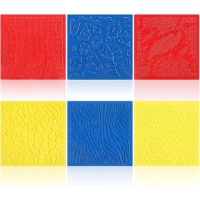 Colingmill 6 Set Textured Rubbing Plates for Kids Art 7 Inch Animal Texture Rubbing Plates Snake Giraffe Zebra Lizard Elephant Leopard Skins Painting for Art Projects DIY Fun Gift