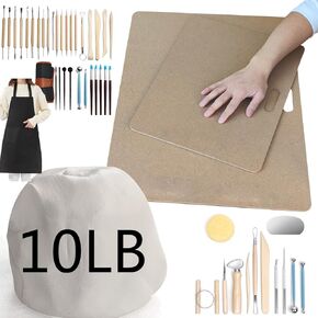 Clay Wedging Board - Built in Handle Portable Wooden Mat Clay Board with Air Dry Clay, Pottery Sculpting Tool Set,for Clay Crafts Arts Making,Beginners and Adults