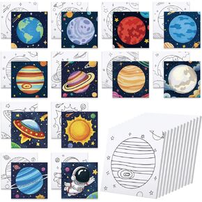 Anseal 12 Packs Pre Drawn Canvas to Paint, 4" X 4" Fruits Pre Printed Canvas Paint Party for Kids, Pre Stretched Canvas Outline Painting Boards for Beginners, Students, Party Favor (Fruit)