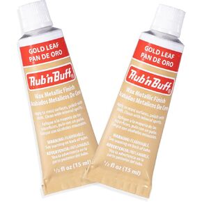 AMACO Rub n Buff Wax Metallic Finish - 2 Rub n Buff Gold Leaf 15ml Tubes - Versatile Gilding Wax for Finishing Furniture Antiquing and Restoration - Rub and Buff Colors Set of Two
