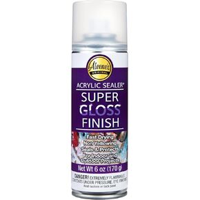 Aleene's Spray Acrylic Sealer, Super Gloss Clear Finish for DIY Crafts & Art Projects, Non-Yellowing, Fast Dry Time Super Glossy Finish 6 oz.