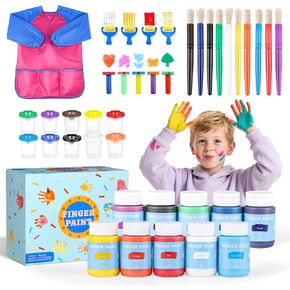 TMOL Washable Finger Paint for Toddlers, Non-Toxic Finger Paints, 10 Vibrant Colors (2fl oz), Baby Paint for Hand and Feet, Safe Art Supplies, Early Learning Gifts for Kids Age 3+