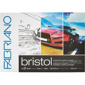 Honsell Fabriano Bristol 19002942 PAD DIN A3 250 G/M² 20 SHOETS ULTRA SURKER SURKERSERATION مثالية للمحوّة للغاية للرسوم التوضيحية والرسومات والتصميم