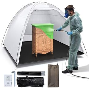 Portable Paint Booth Tent - 10x8x6.6ft Larger Spray Paint Tent with Built-in Floor, Mesh Screen, and Ground Stakes, Spray Booths Painting Tent Station for Furniture DIY Hobby Tool, Spray Paint Shelter