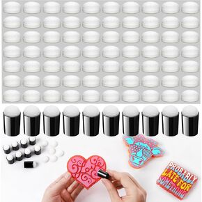 MUBYOK 80 Pcs Finger Sponge Daubers Set for Car Freshie DIY Crafting，Contains 10Pcs Black Finger Painting Daubers + 70Pcs Replacement Sponges