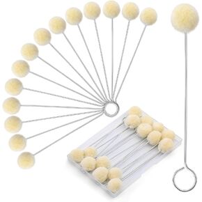 BAGERLA 15 Pcs Wool Daubers Ball Brush Leather Dye Applicator Leathercraft Tools and Supplies with Metal Handle for Leather Painting Gluing DIY Crafts Projects