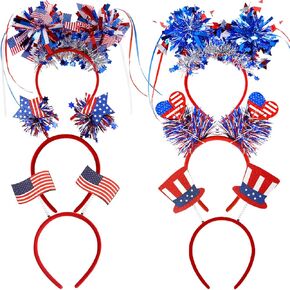 4th of July Headbands Patriotic Headband USA Flag Head Boppers Headwears for Independence Day Party Favors