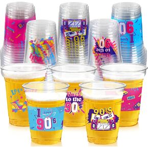 50Pcs Luau Party Decoration Cups 16 OZ Disposable Plastic Drinking Cups with Pineapple Flamingo for Hawaiian Tropical Aloha Pool Beach Birthday Party Decor Supplies