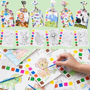 Rotu Party Favors for Kids 4-8, 15 Pack Goodie Bags Stuffers for Kids Paint with Water Coloring Books for Ages 8-12 Watercolor Painting Set Birthday Gifts Classroom Prizes, 106Pcs