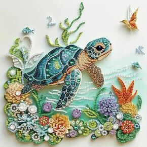 ZqeAtry Sea Turtle Turtle Animal Shape Miamond Art Kits للبالغين ، وأطقم الطلاء الماس 5D للمبتدئين ، وأحجار الرسم الكريستالية Diy Diam in Kuwait